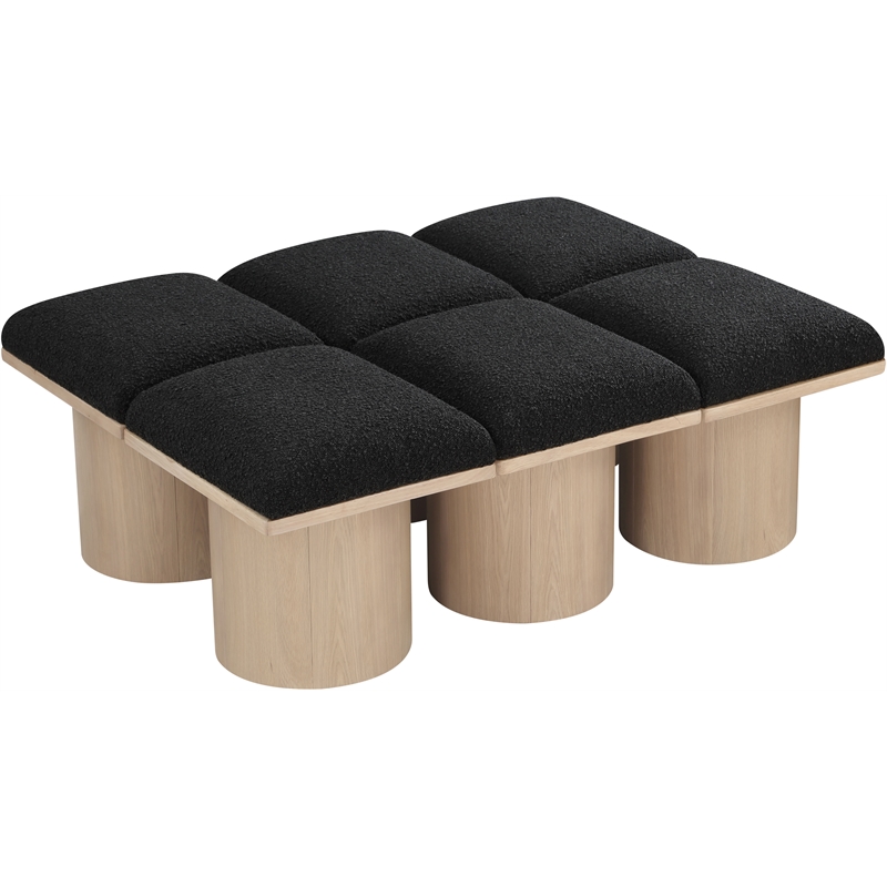 Meridian Furniture Pavilion Black Boucle Fabric Bench