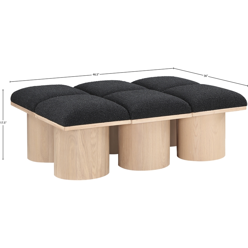 Meridian Furniture Pavilion Black Boucle Fabric Bench