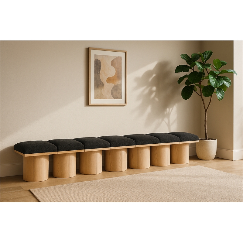 Meridian Furniture Pavilion Black Boucle Fabric Bench
