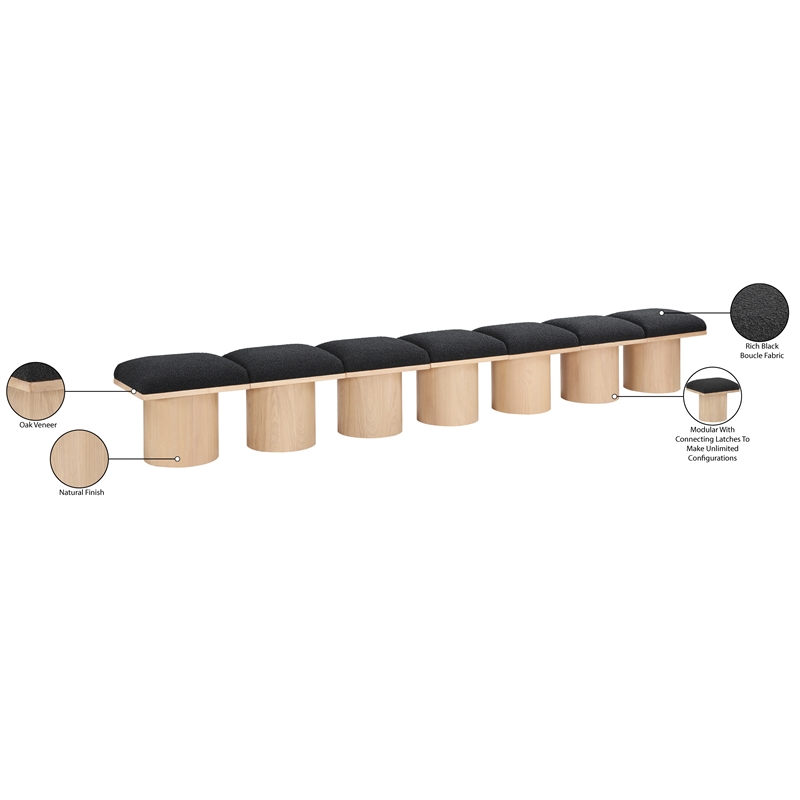 Meridian Furniture Pavilion Black Boucle Fabric Bench