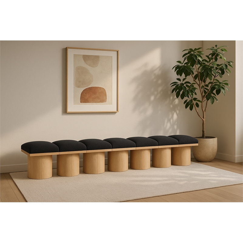 Meridian Furniture Pavilion Black Boucle Fabric Bench