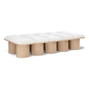 Meridian Furniture Pavilion Cream Boucle Fabric Bench