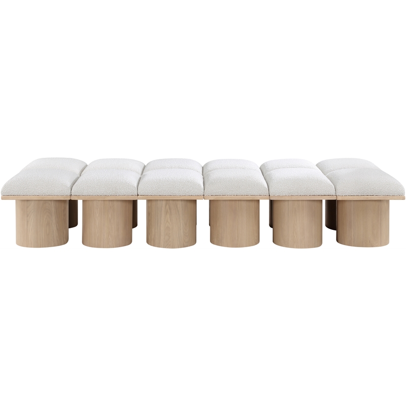 Meridian Furniture Pavilion Cream Boucle Fabric Bench