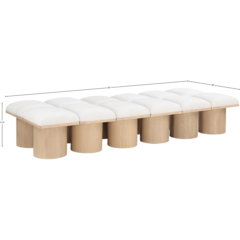 Meridian Furniture Pavilion Cream Boucle Fabric Bench