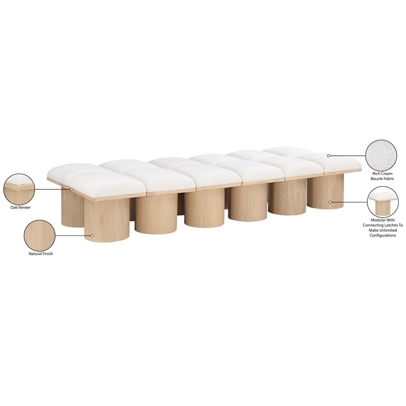 Meridian Furniture Pavilion Cream Boucle Fabric Bench