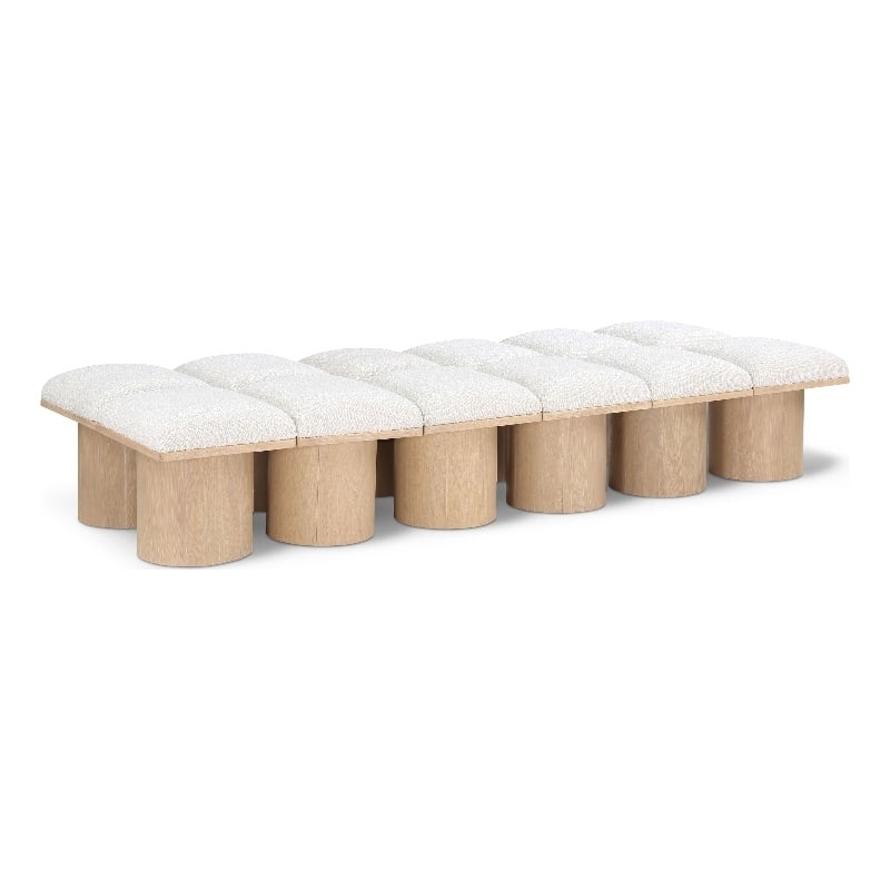 Meridian Furniture Pavilion Cream Boucle Fabric Bench