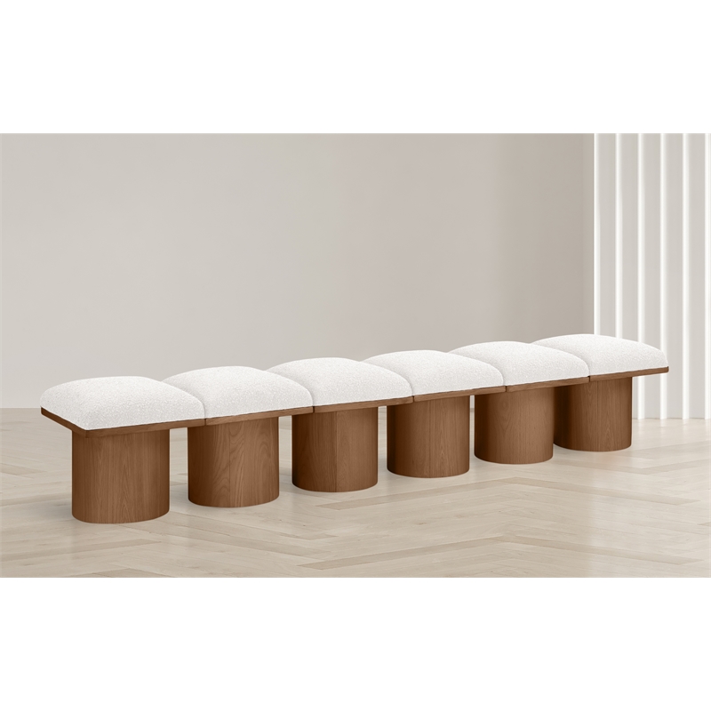 Meridian Furniture Pavilion Cream Boucle Fabric Bench