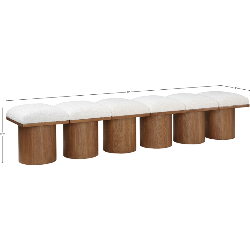 Meridian Furniture Pavilion Cream Boucle Fabric Bench