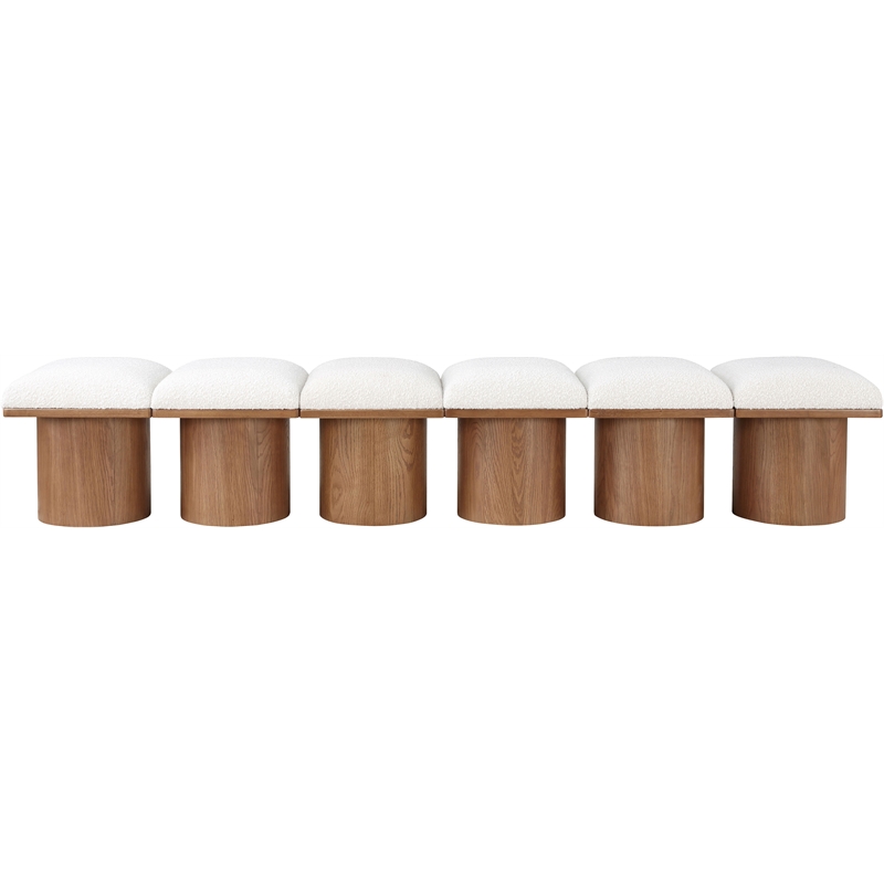 Meridian Furniture Pavilion Cream Boucle Fabric Bench