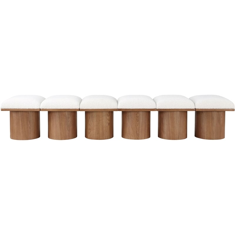 Meridian Furniture Pavilion Cream Boucle Fabric Bench
