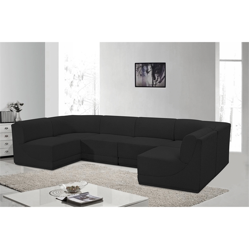 Meridian Furniture Ollie Black Boucle Fabric Modular Sectional