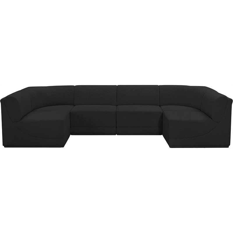 Meridian Furniture Ollie Black Boucle Fabric Modular Sectional
