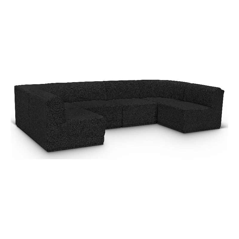 Meridian Furniture Ollie Black Boucle Fabric Modular Sectional