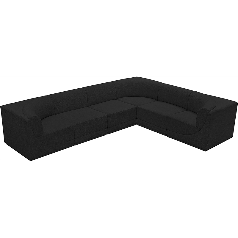 Meridian Furniture Ollie Black Boucle Fabric Modular Sectional