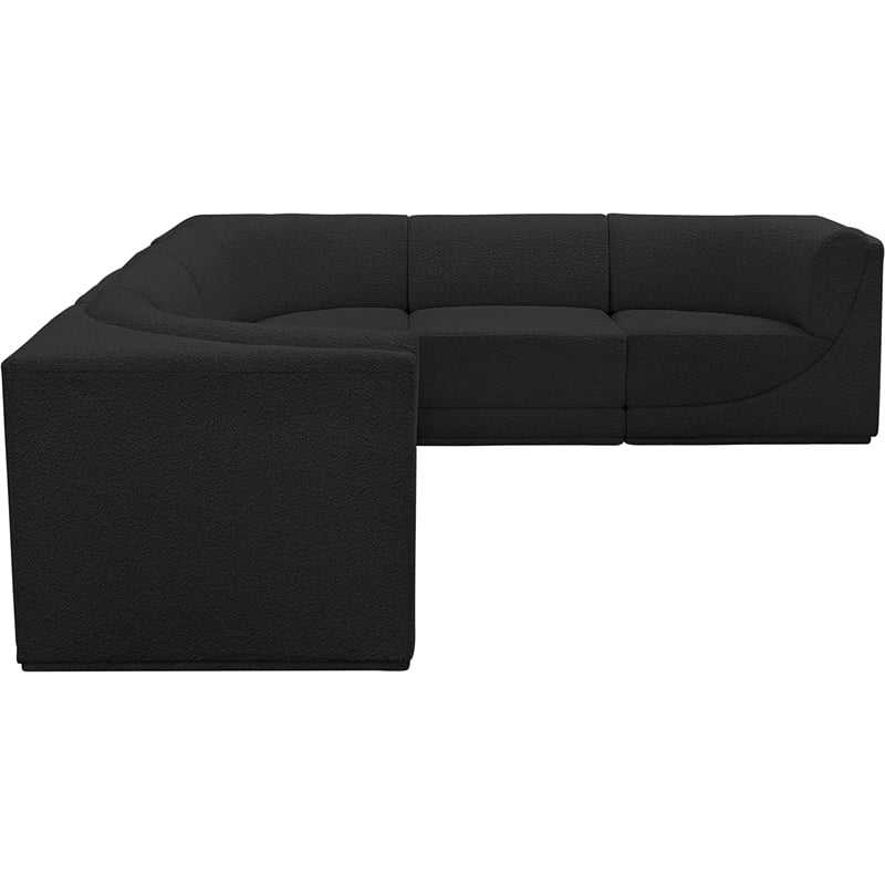 Meridian Furniture Ollie Black Boucle Fabric Modular Sectional