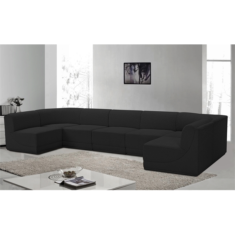 Meridian Furniture Ollie Black Boucle Fabric Modular Sectional
