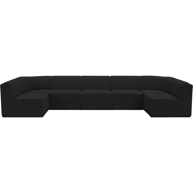 Meridian Furniture Ollie Black Boucle Fabric Modular Sectional