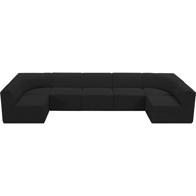 Meridian Furniture Ollie Black Boucle Fabric Modular Sectional