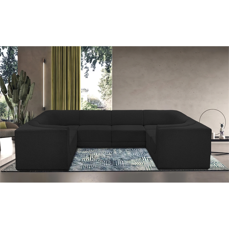 Meridian Furniture Ollie Black Boucle Fabric Modular Sectional