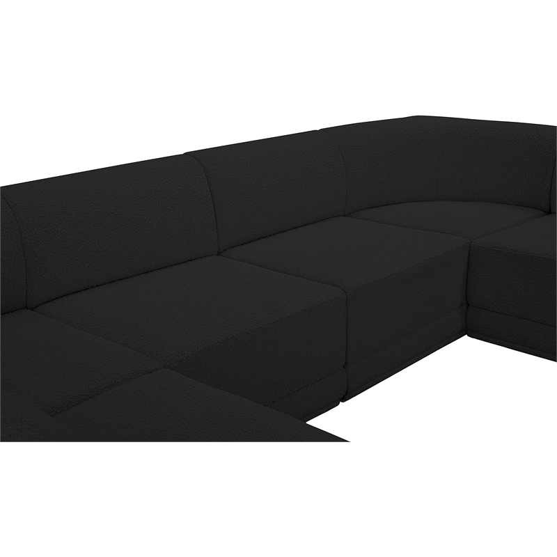 Meridian Furniture Ollie Black Boucle Fabric Modular Sectional