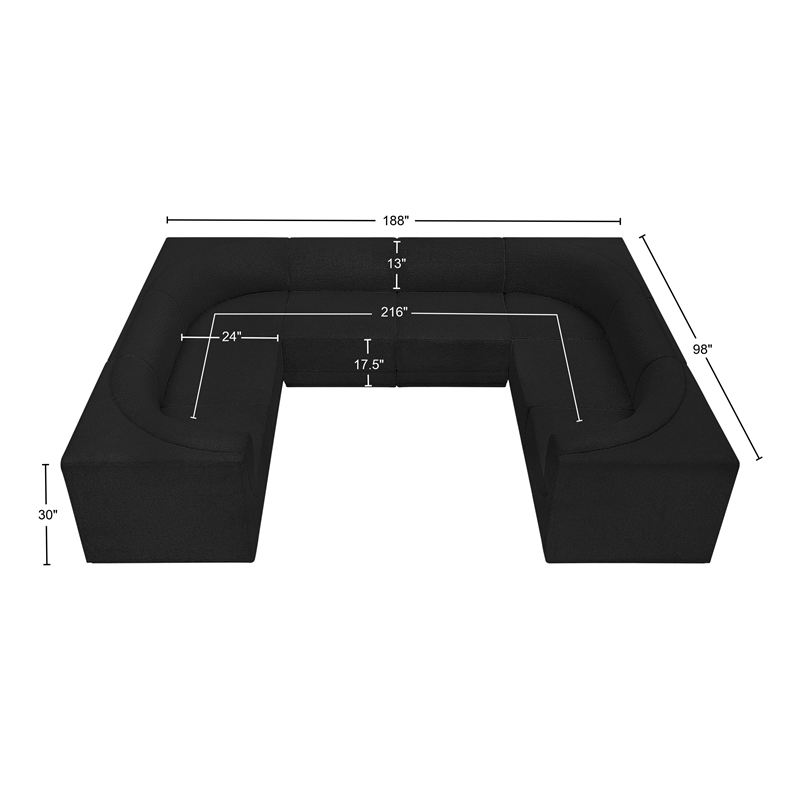 Meridian Furniture Ollie Black Boucle Fabric Modular Sectional