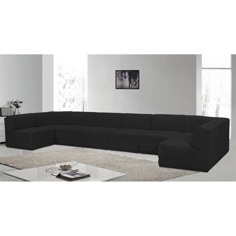Meridian Furniture Ollie Black Boucle Fabric Modular Sectional