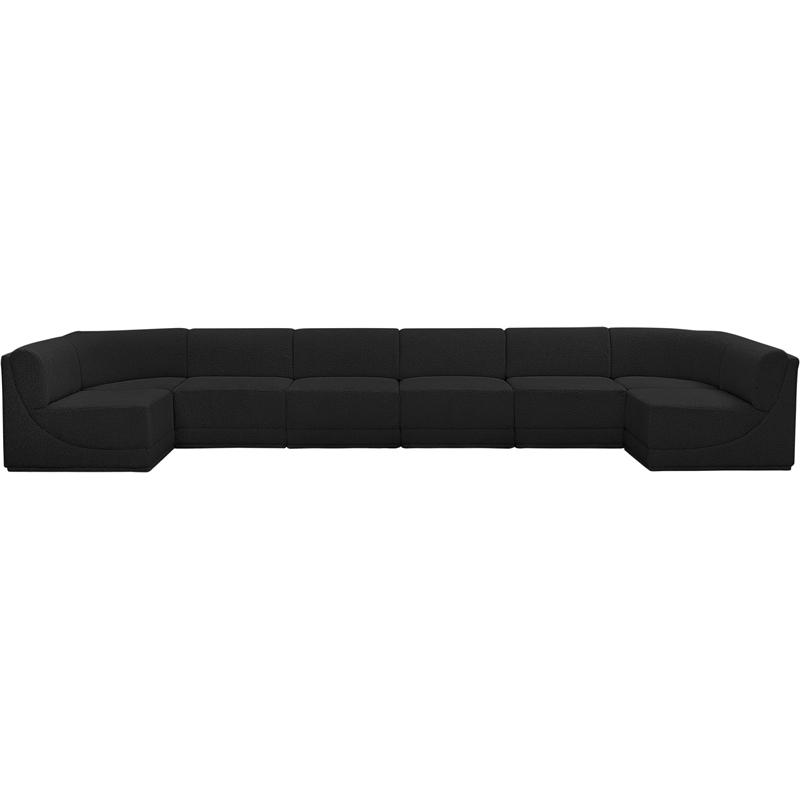 Meridian Furniture Ollie Black Boucle Fabric Modular Sectional