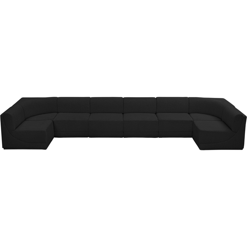 Meridian Furniture Ollie Black Boucle Fabric Modular Sectional
