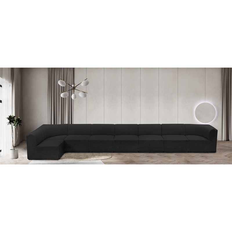 Meridian Furniture Ollie Black Boucle Fabric Modular Sectional