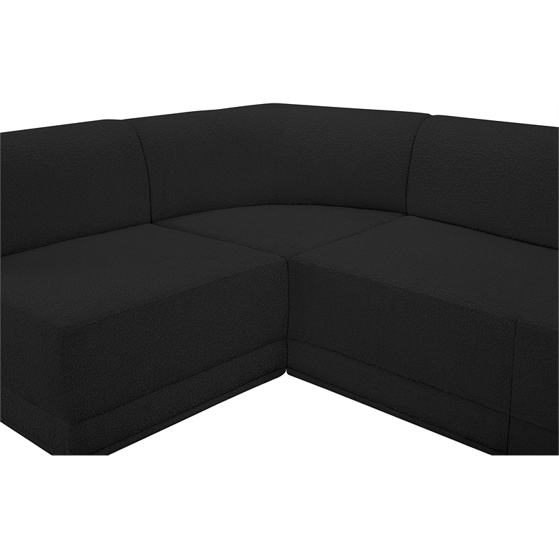 Meridian Furniture Ollie Black Boucle Fabric Modular Sectional