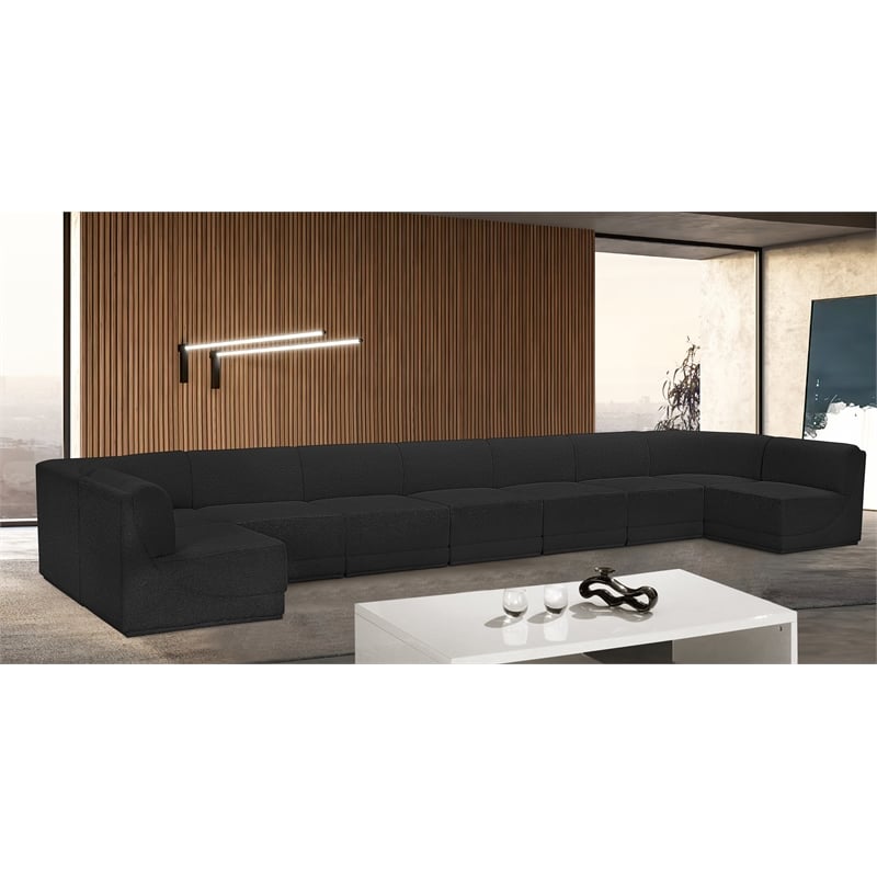 Meridian Furniture Ollie Black Boucle Fabric Modular Sectional