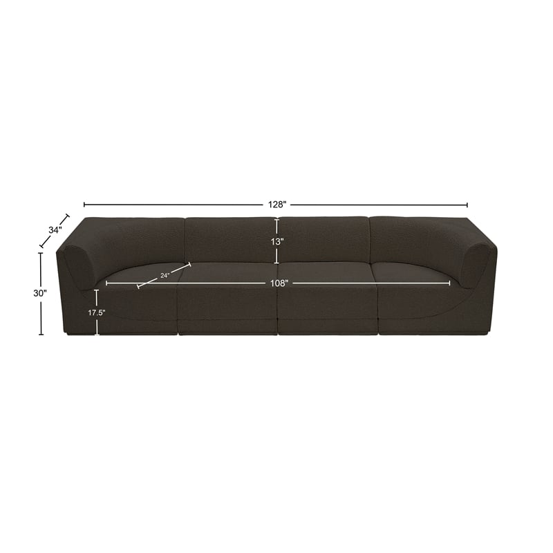 Meridian Furniture Ollie Brown Boucle Fabric Modular Sofa