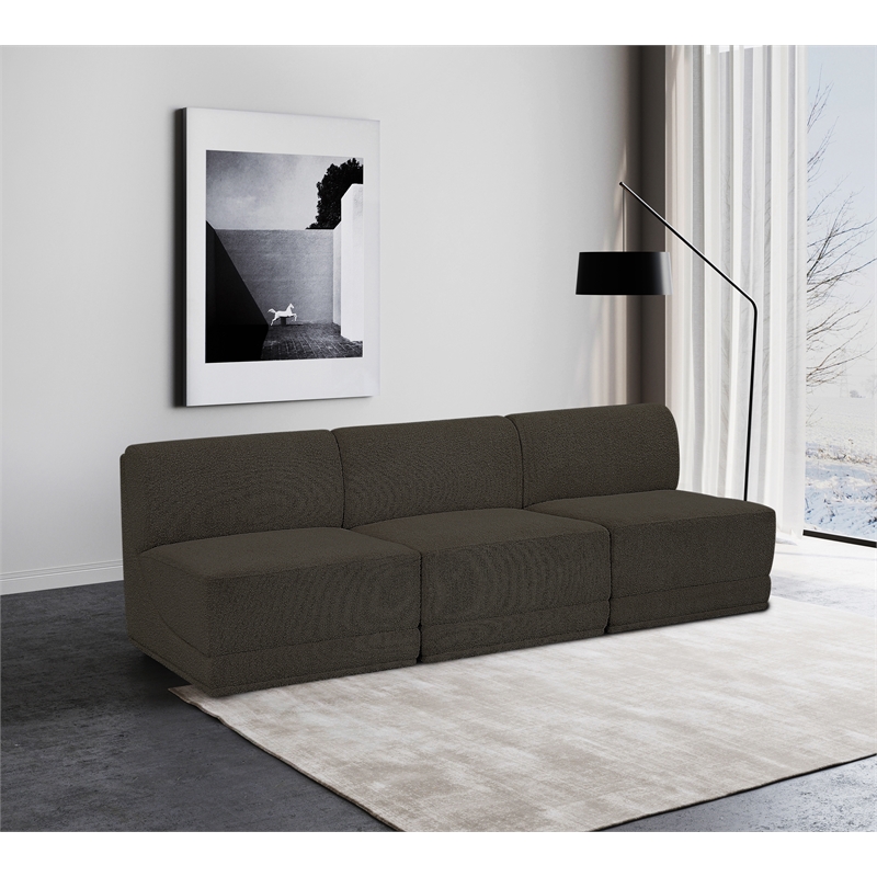 Meridian Furniture Ollie Brown Boucle Fabric Modular Sofa