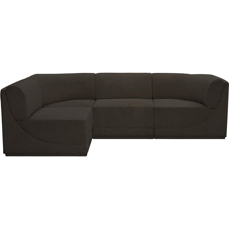Meridian Furniture Ollie Brown Boucle Fabric Modular Sectional