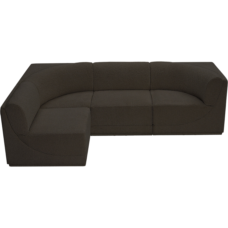 Meridian Furniture Ollie Brown Boucle Fabric Modular Sectional