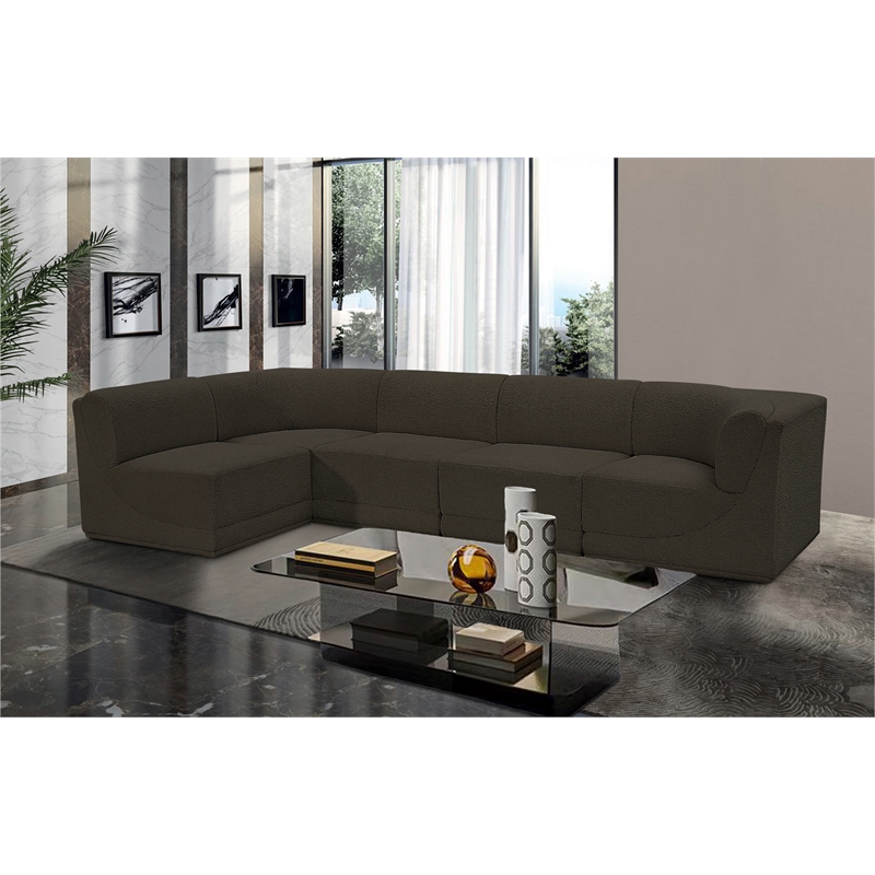 Meridian Furniture Ollie Brown Boucle Fabric Modular Sectional