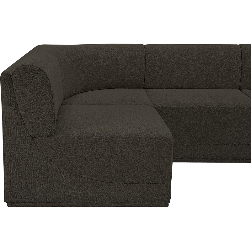 Meridian Furniture Ollie Brown Boucle Fabric Modular Sectional