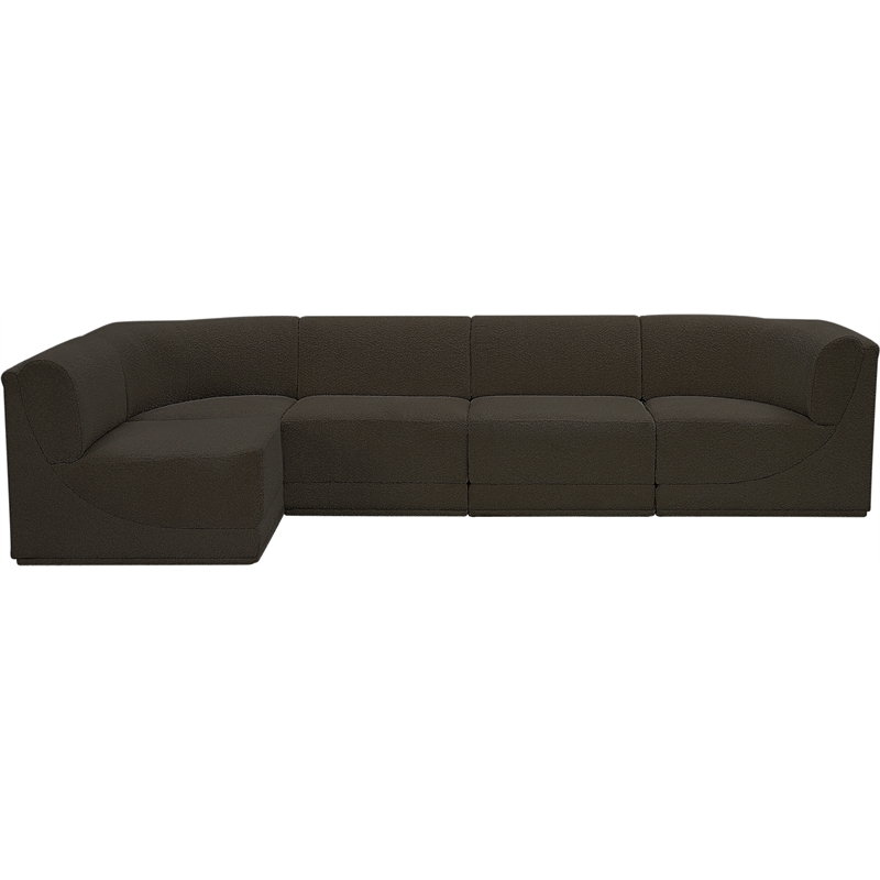 Meridian Furniture Ollie Brown Boucle Fabric Modular Sectional