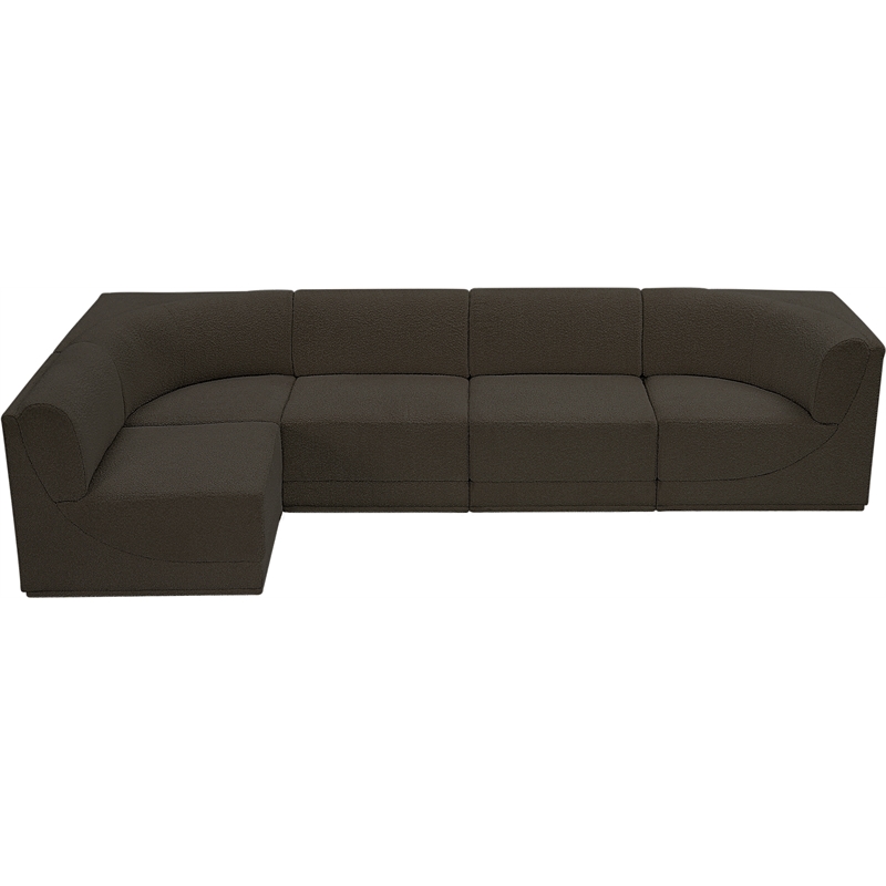 Meridian Furniture Ollie Brown Boucle Fabric Modular Sectional