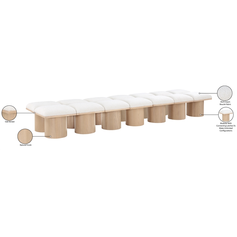 Meridian Furniture Pavilion Cream Boucle Fabric Bench