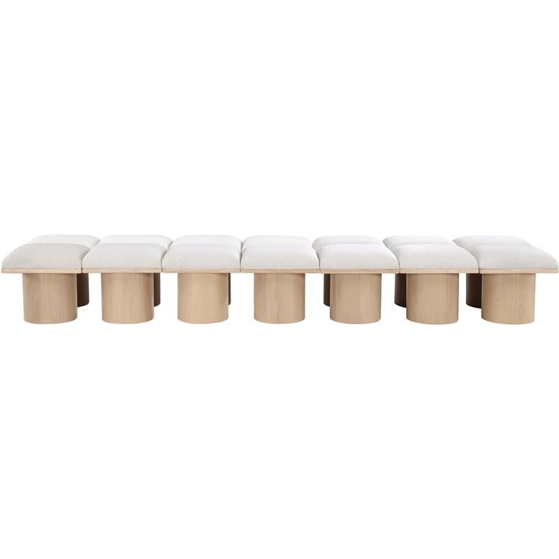 Meridian Furniture Pavilion Cream Boucle Fabric Bench
