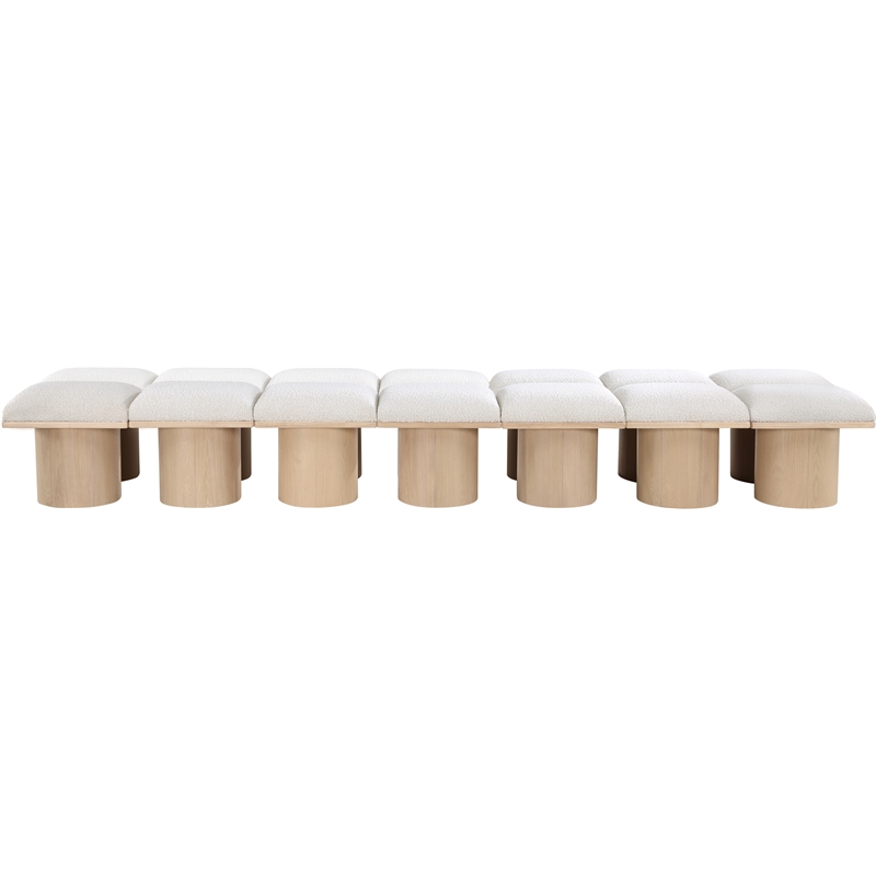 Meridian Furniture Pavilion Cream Boucle Fabric Bench