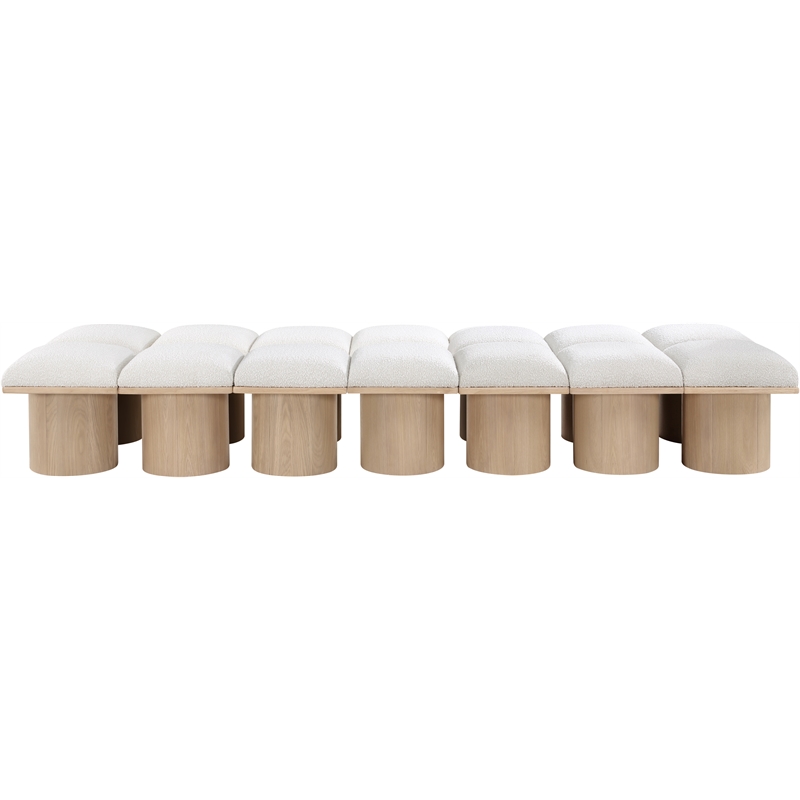 Meridian Furniture Pavilion Cream Boucle Fabric Bench