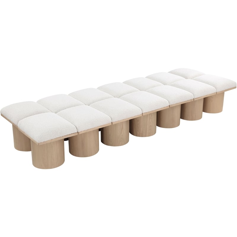 Meridian Furniture Pavilion Cream Boucle Fabric Bench