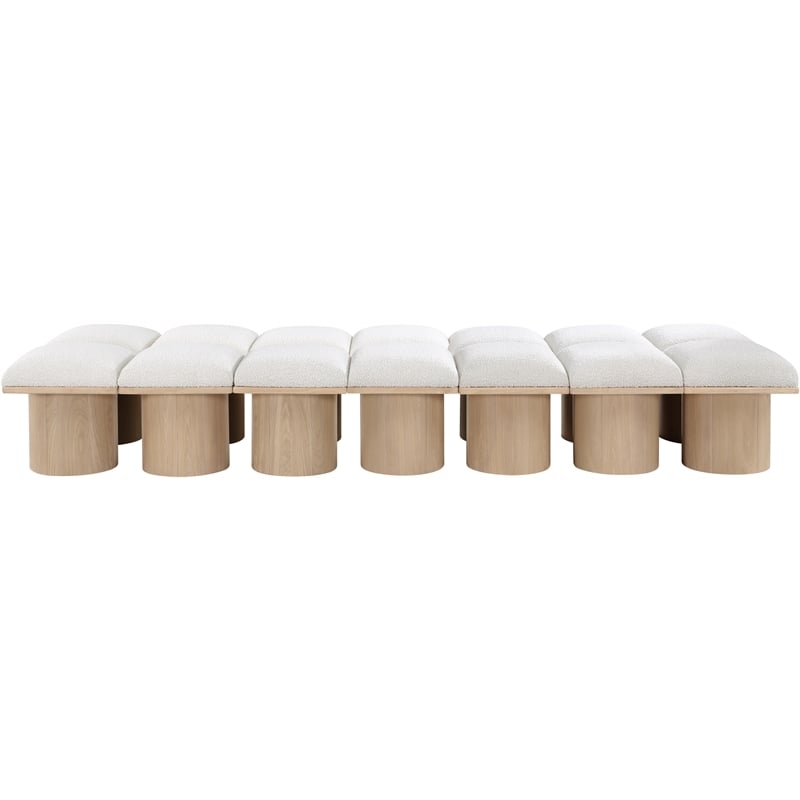 Meridian Furniture Pavilion Cream Boucle Fabric Bench