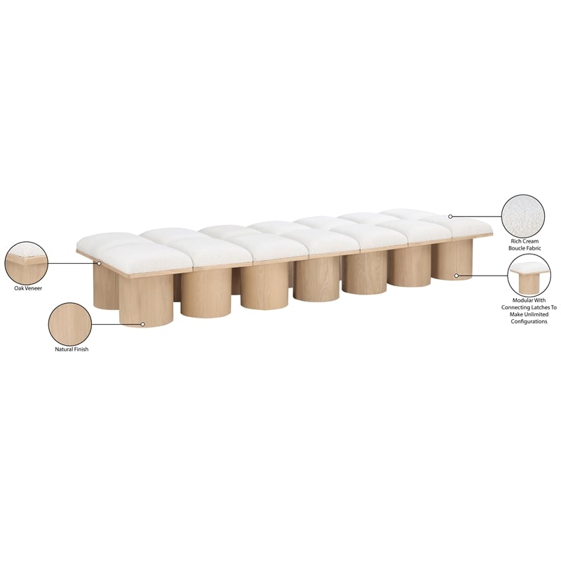 Meridian Furniture Pavilion Cream Boucle Fabric Bench