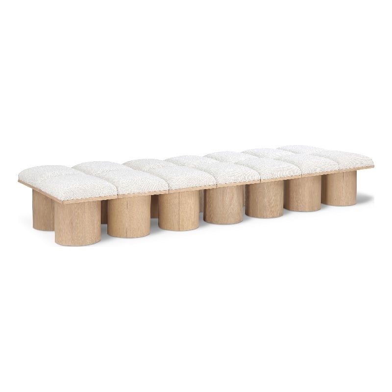 Meridian Furniture Pavilion Cream Boucle Fabric Bench