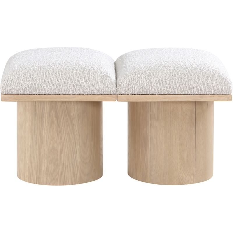 meridian furniture pavilion cream boucle fabric bench