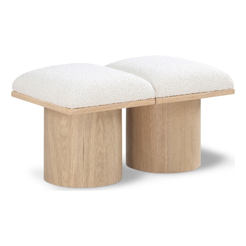 meridian furniture pavilion cream boucle fabric bench