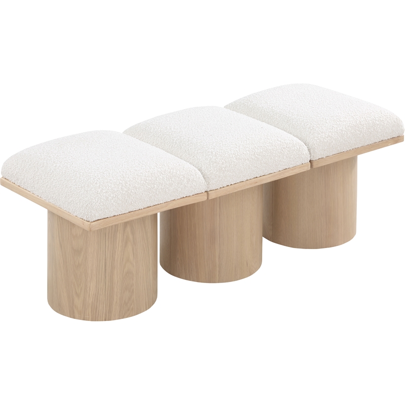 Meridian Furniture Pavilion Cream Boucle Fabric Bench